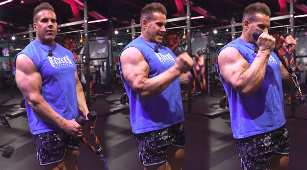 Jay Cutler Demonstrates Rope Hammer Curls for Humongous Arms